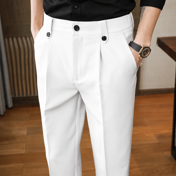 Ivory Crest Pleated Formal Trousers