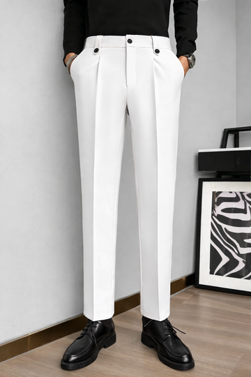 Ivory Crest Pleated Formal Trousers
